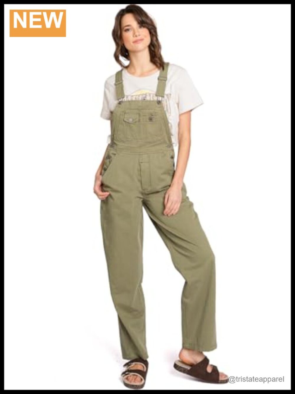 Women's Retro Chino Overalls Straight-Leg Jumpsuit with Pockets